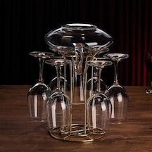 Dancemonkey Ferforje Kırmızı Şarap Kadehi Tutucu Sürahi Standı Altın Renk Çok Renkli