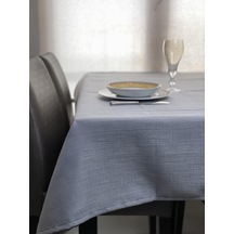Vi Ihlamur Keten Görünümlü, Su Geçirimsiz, Kayma Yapmayan Premium Masa Örtüsü 145 Cm X 220 Cm, Gri Çok Renkli