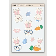Sevimli Yavru Tavşan Sticker Seti - 10 Adet Etiket Çıkartma Diğer