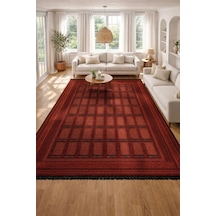 Etnik Desen Motifli Dekoratif Halı Kilim Kırmızı