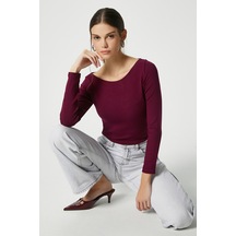 Ritnice Kayık Yaka Need Uzun Kollu Mürdüm Soft Top / Bluz Mürdüm