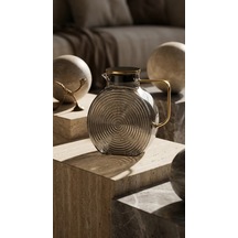 Borosilikat Cam Füme Salyangoz Desenli Filtreli Sürahi 2500 Ml Buzdolabı Kapağına Uygun Isıya Dayanıklı Çay & Deto
