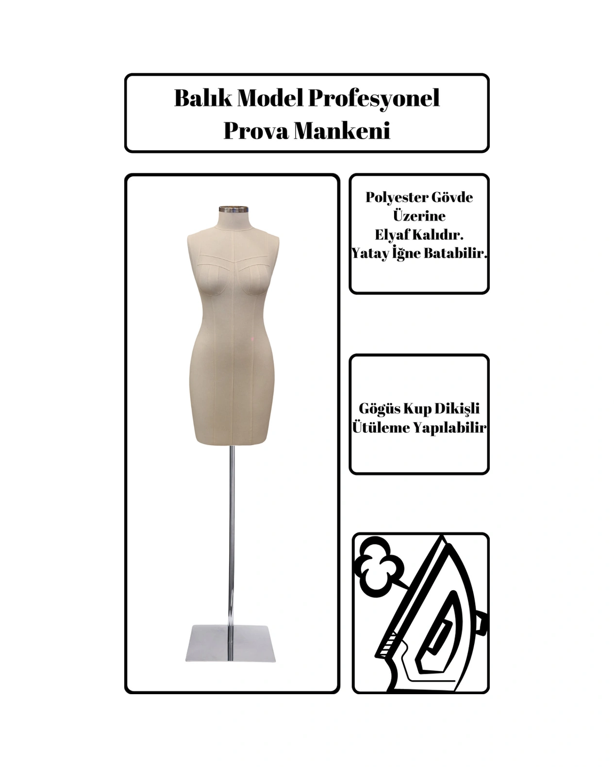 Profesyonel 36 Beden Fransız Göğüs Kuplu Balık Model Terzi Mankeni Prova Mankeni