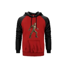 Galaksinin Koruyucuları Groot Kırmızı Renk Reglan Kol Sweatshirt Kırmızı