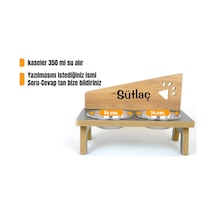 Özel Isim Baskılı, Ahşap, Çelik Kâseli Kedi- Köpek Mama Ve Su Kabı - 2 350 Ml.