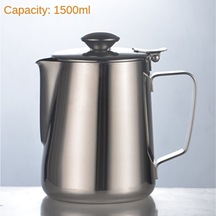 Xiaoqityh-1500 Ml Style03 350/600/1000 Ml Paslanmaz Çelik Dıy Kahve Takım Potu Süt Köpüğü Zanaat Sürahi Fincan Kahve Aşındırma Silindir Süt Köpüğü Fincan Cezve.