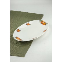 Orange Büyük Boy Porselen Kayık Tabak Beyaz