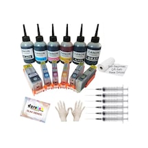 Canon Mg7500 Mg7550 Uyumlu Kolay Dolan Kartuş+6x100ml Mürekkep 6 Renk Dolu
