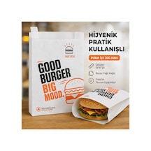 Hamburger Kese Kağıdı 200 Adet 15x5x25 Cm Baskılı Beyaz Yağlı Kağıt Burger Sandviç Fast Food Paketleme Ambalajı