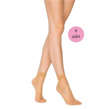 6 Adet Fit 15 Soket Ince Parlak Kısa Çorap Ten-Standart (553913238)