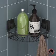 Teknotel Easyfıx Yapışkanlı Askılı Banyo Köşe Rafı Mat Siyahdm255 Siyah