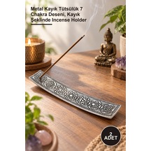 2 Adet Metal Kayık 7 Çakra Tütsülük Metal Kayık Tütsülük 7 Chakra Deseni, Kayık Şeklinde Incense Holder