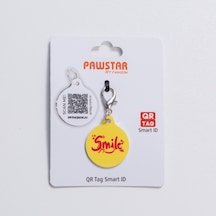 Smile Desenli Qr Tag Evcil Hayvan Künyesi İsimlik Pet Tag Köpek Künyesi Kedi Künyesi Qr Kodlu Künye Sarı