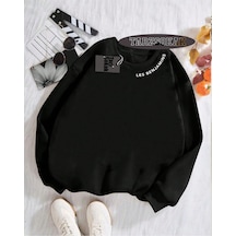 Biskilet Yaka Sweatshirt Gri İ Harfif İsme Özel Tasarım Siyah