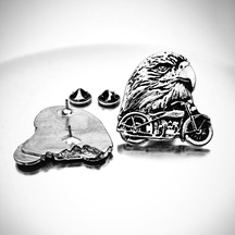 Kartal Chopper Motorcu Rozeti Gümüş