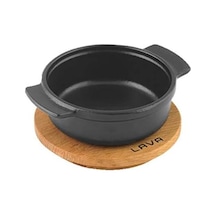 Lava,pişirme Kabı, Lv Eco Gv 11 K4, Yuvarlak Güveç, Ahşap Altlık, Çap 11 Cm, Dökme Demir, Siyah 12v