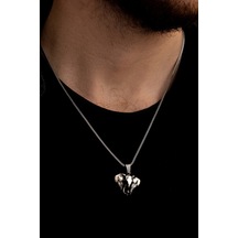 Erkek Gümüş Kolye - Fil Kafası Motifli Gümüş Kolye