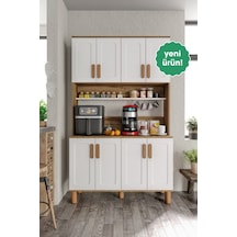 Flora Flr8120 Bohem Kahve Köşesi 8 Kapaklı Mdf Mebran Kapaklı Mutfak Dolabı Çok Amaçlı Dolap Aytaşı Ceviz