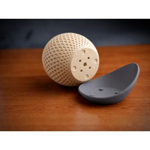3d Baskı Küre Saksı - Kafes Dokulu İki Parçalı Dekoratif Saksı - Bej-gri Diğer