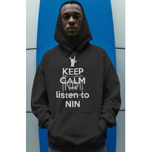 Sevbano Nin Rock Metal Müzik Grubu Ön Baskılı Unisex Oversize Premium Hoo Siyah