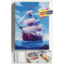 Sayılarla Boyama Seti Numaralı Tuval Fırça Boya Dahil Kasnaklı Set 50x70 Cm - Yırtık Yelken