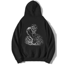 Brz Collection Oversize Cobra And Flamingo Hoodie-siyah