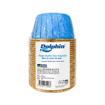 Dolphin Muffin Kağıt Karton Altın Mavi Cupcake Kek Kalıbı Kapsülü Kabı - 25 Adetlik 1 Paket