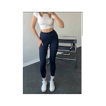 Mercan Kids & Butik Kadın Yüksek Bel Toparlayıcı Tayt Dikişsiz İç Göstermez Spor Taytı Lacivert