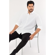 AC&Co / Altınyıldız Classics Ütülemesi Kolay Slim Fit Dar Kesim Klasik Yaka Pamuklu Erkek Gömlek Beyaz