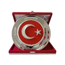 Ayyıldız Türk Bayraklı Filografi İşlemeli Metal Tabak Plaket Kadife Kutulu Gumus Genel