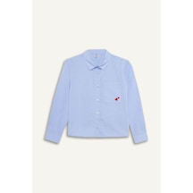 Defacto Oversize Geniş Kalıp Oxford Mavi Kız Çocuk Gömlek F2274a8/be213 Mavi