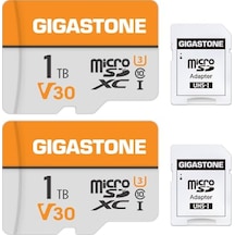 Gıgastone 1tb Microsdxc 2'li Hafıza Kartı Paketi + Sd Adaptörü, 140/100 Mb/s'ye Kadar, Aksiyon Kamerası Gopro Drone Ve Tablet İçin, 4k Uhd Video Kaydı, Mikro Sd Kart Uhs-ı A1 Sınıf 10 U3