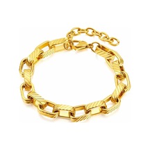 Altın Altın/gümüş Renk Dimi Kare Çizgi Paslanmaz Çelik Bilezik Takı Aksesuarları Trend Erkekler Ve Kadınlar Titanyum Çelik Bilezik