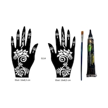 Airbrush Tattoo Bahar Yaprakları El Üstü Dövme Seti 2'li + Kına Kalıbı Siyah Kına + Fırça