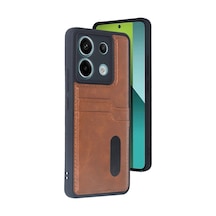 Xiaomi Redmi Note 13 Pro 4g Kılıf Sara Kartvizitli Deri Kılıf - Taba -