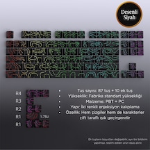 Mekanik Klavye Kontur Keycaps Seti- 97 Tuş Şeffaf Rgb Uyumlu Çizgili Tuş Takımı