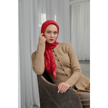 Silk Home Viskon Velora Eşarp Kırmızı Nar Çiçeği Desenli Tok Duruşlu Dört Mevsim 90x90 Çok Renkli