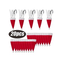 Merry Christmas Dekorasyon 2023 Noel Sofra Çanta Tutucu Noel Şapka Çatal Bıçak Çatal Çanta Noel Süs Dekor 10