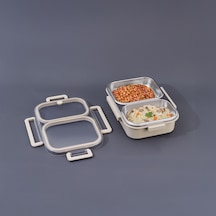 Aryıldız Bento Dikdörtgen 2 Bölmeli Lunch Box Yemek Termosu Vizon 1000 Ml Kahve