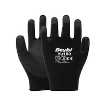 Pu Touch Polyester Örgü Kaplı Siyah Montaj Eldiveni No:8 Siyah