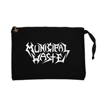 Municipal Waste Text Siyah Clutch Astarlı Cüzdan / El Çantası