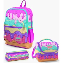 Coral High Kids Pembe Rengarenk Dondurma Desenli 3 Lü Okul Çanta Karişik Çok Renkli