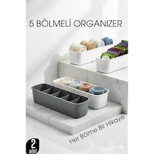 Zenvac 5 Bölmeli Dolap Ve Çekmece İçi 2 Li Set Organizer Kutusu Gri & Beyaz 722440 Zenvac29 Renkli