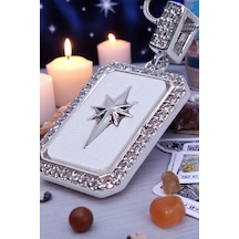 Gümüş Renk Tarot Kolye Kuzey Yıldızı Çelik Kadın Kolye Gümüş