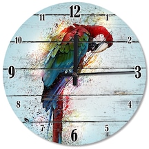 Renkli Papağan Ahşap Duvar Saati (407626487)