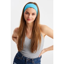 Kadın %100 Pamuklu Penye, Kaymaz, Terletmez, Ultra Hafif, Spor Saç Bandı Bandana - Tek Ebat / Aqua Aqua