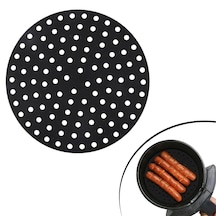 Siyah Isıya Dayanıklı Yıkanılabilir Silikon Fırın Ve Airfryer Yuvarlak Model Pişirme Matı 20 Cm 546