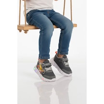Füme Cırtlı Işıklı Hafif Unisex Çocuk Spor Ayakkabı 1015 P Füme