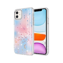 Zore İphone 11 Uyumlu Simli Desenli Parlak Ogaa Task Kılıf-mavi