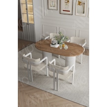 Avvio Pruva Ptt Lake Mdf Ayak 4'lü Tokyo Metal Demonte Sandalye 80x140 Masa Sandalye Takımı Akça